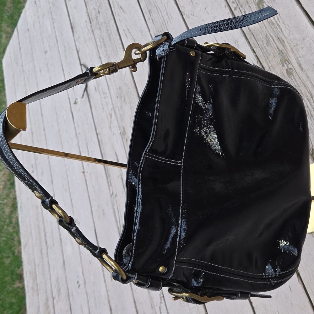 Coach Zoe 12735 2008 Patent Hobo Black Shoulderbag Great Used Condition - Picture 5 of 16